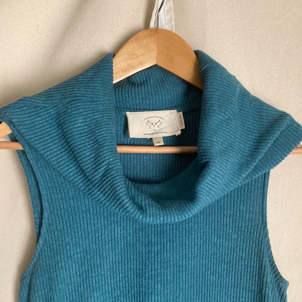 Vanessa Virginia by Anthropologie Women's XS Knit Top Sleeveless Teal Blue